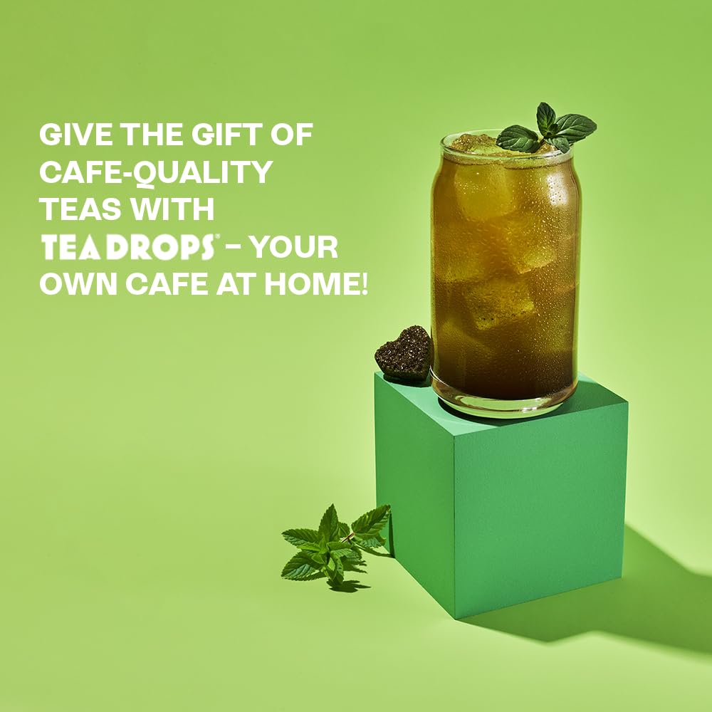 Tea Drops Lightly Sweetened Organic Tea Bulk Box | Sweet Peppermint | Caffeine Free | Iced or Hot Herbal Tea Beverages Gift Set | Includes Organic Peppermint Oil & Spearmint Leaves | 10 Drops per Box