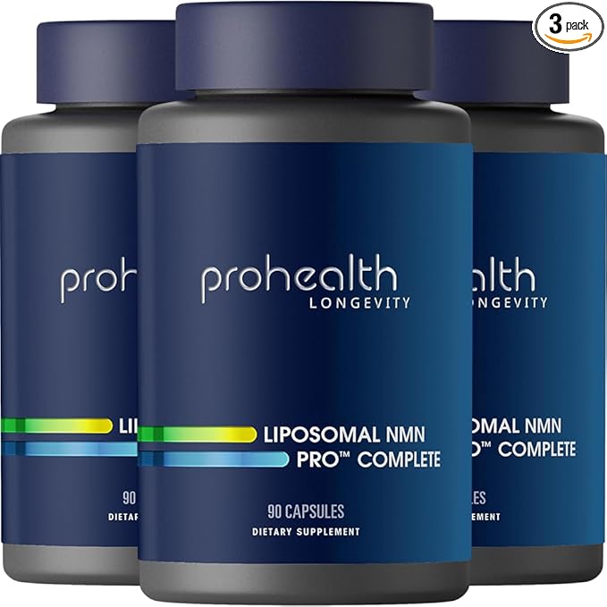 ProHealth Liposomal NMN Pro Complete (90 Capsules, 3 Pack) 500 mg Uthever® NMN + 500 mg Resveratrol + 250 mg TMG. NAD+ Precursor, Methylation Support & Sirtuin Activation. Triple Lab-Tested