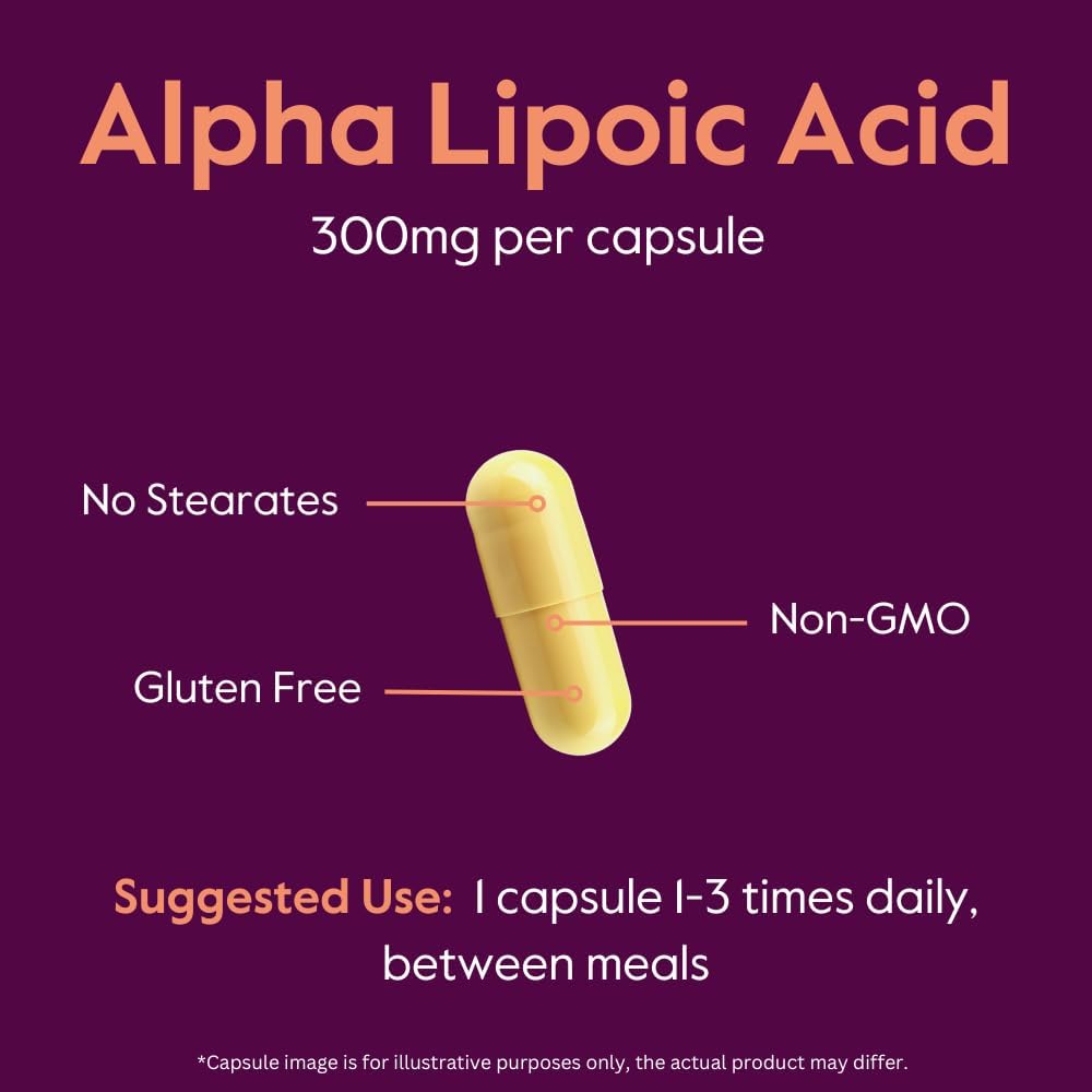 BESTVITE Alpha Lipoic Acid 300mg per Capsule (240 Capsules) (120 x 2) No Stearate - No Flow Agents - Non GMO - Gluten Free