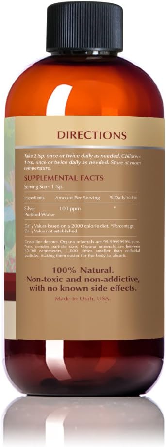 Organa Nano Colloidal Silver 8 oz (100 PPM)- The Best Colloidal Silver - Colloidal Minerals