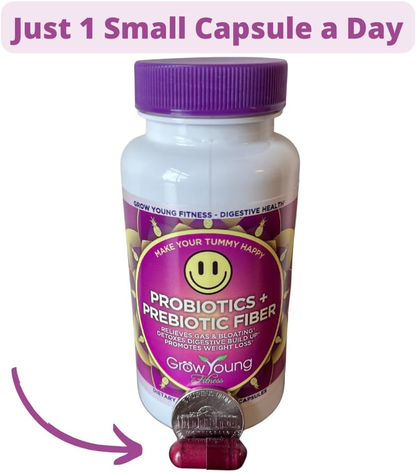 Grow Young Fitness Daily Probiotic + Prebiotic Fiber Supplement, Supports Digestive Health (1 Pack, 30 Servings)