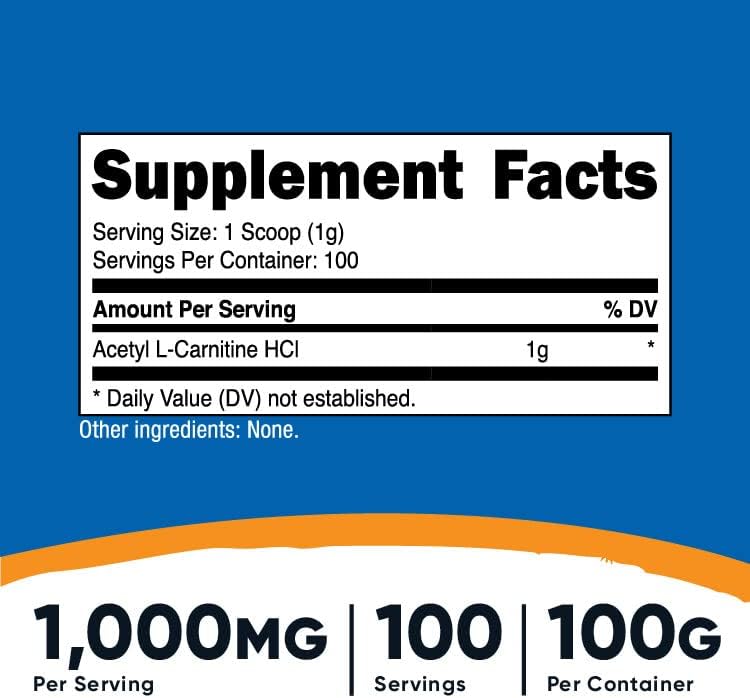 Nutricost Acetyl L-Carnitine (ALCAR) 100 GMS (2 Pack) - 100 Servings Each - 1000mg Per Serving - Pure Acetyl L-Carnitine Powder - Non GMO, Gluten Free