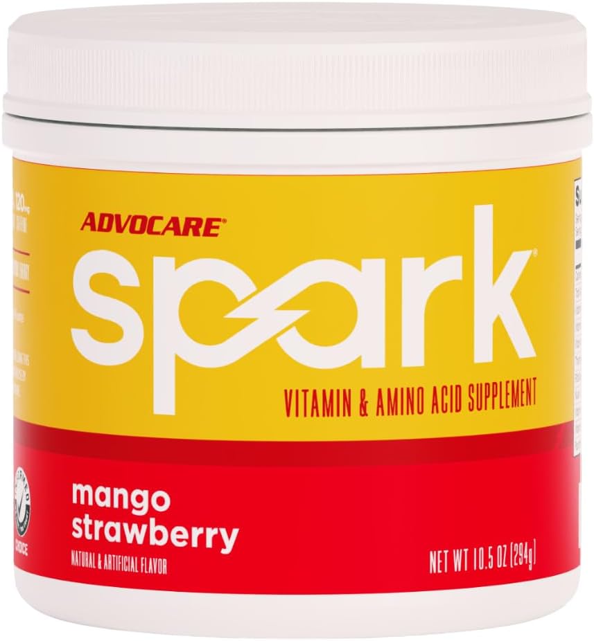 AdvoCare Spark Vitamin & Amino Acid Supplement - Focus & Energy Drink Powder Mix with Vitamin A, B-6, C & E - Also Includes L-Carnitine & L-Tyrosine - Mango Strawberry - 10.5 oz