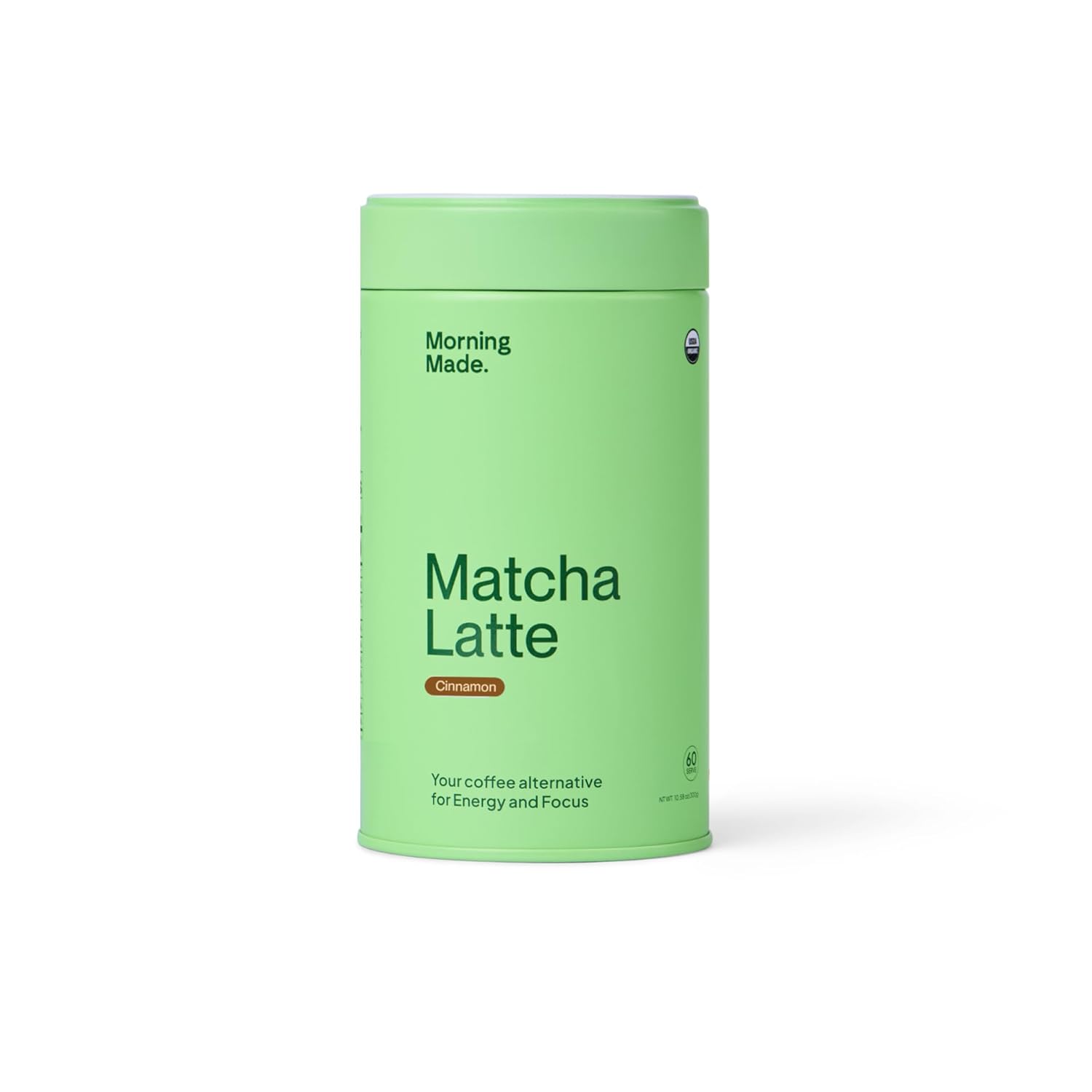 Morning Made Cinnamon Flavored Matcha Powder | 8.46oz (240g) Resealable Tin | 60 Servings Premium Japanese Green Tea | Sweetened with Organic Sugar | Perfect for Lattes, Smoothies, and Baking | Rich in Antioxidants and Energy Boosting