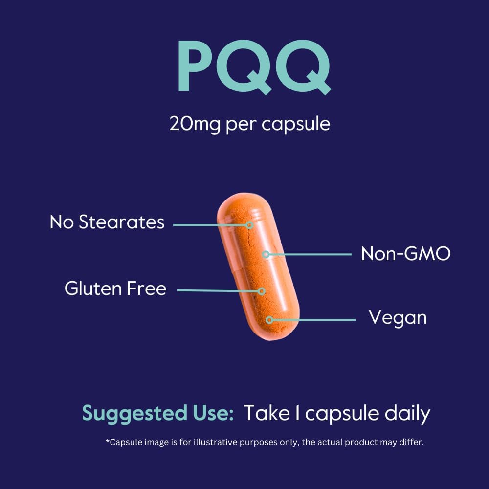 BESTVITE PQQ 20mg (Pyrroloquinoline Quinone) (120 Vegetarian Capsules) - No Stearates - Vegan - Non GMO - Gluten Free