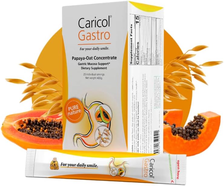 OMNi BiOTiC Caricol Gastro Papaya Supplement – Natural Heartburn Relief & Acid Reflux Support – Organic Papaya & Oat Formula – Soothes Acid Reflux, Protects Stomach Lining, Gentle Digestive Aid