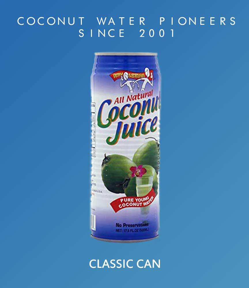 Amy & Brian Non-GMO Coconut Water, Original, 17.5 Fl Oz (Pack of 12)