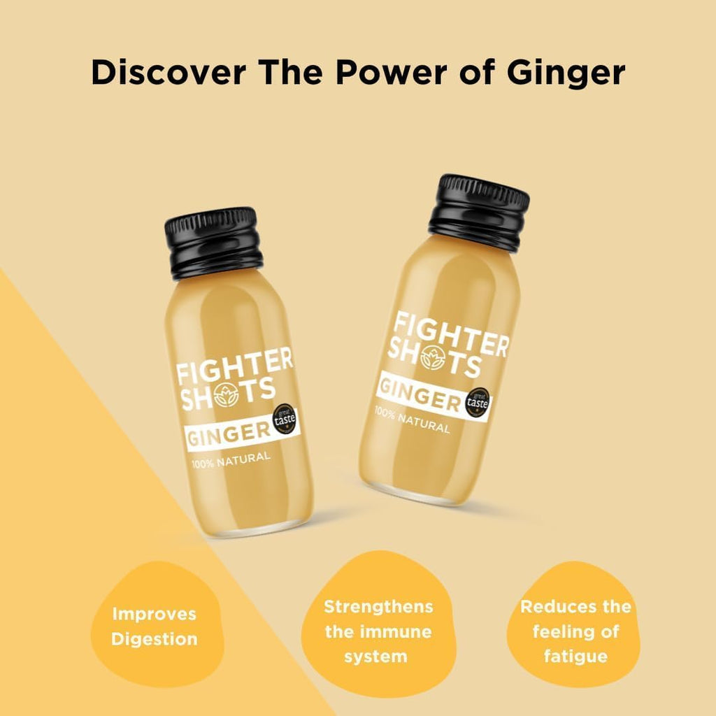 Ginger (12x60ml) | Award Winning Fresh & Fiery Shots | 27g of Cold Pressed, Fresh Ginger Root for Immune Support | Boosts Energy | 100% Natural | No Nasties | A Perfect Pick Me Up