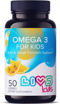 Omega 3 Gummies for Kids with Flaxseed Oil (Omega 3, 6, 9) | Brain Health, Focus & Eye Support Supplements for Children | Non GMO, Gluten Free Gummy Vitamin for Teens Heath | Orange Flavor -50ct