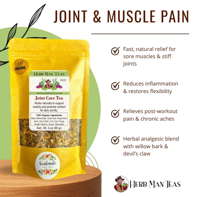 JOINT CARE TEA – Herbal Support for Joint Comfort, Flexibility & Mobility – Formulated by Master Herbalist Khabir – 100% Organic, Non-GMO, No Additives