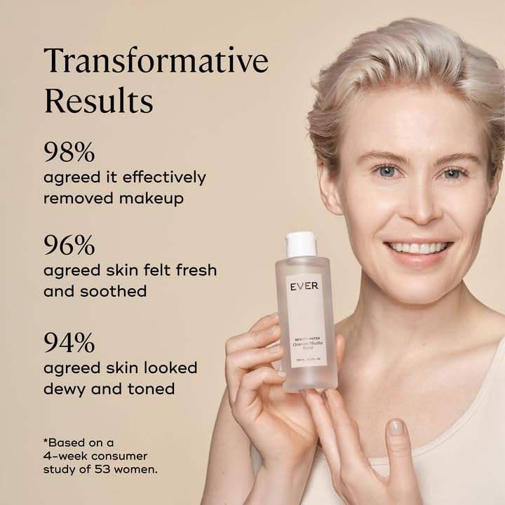 EVER Beauty Water - Cleansing Micellar Water, Eye Makeup Remover, Rose Water Cleanser, Sensitive Skin Water Makeup Remover