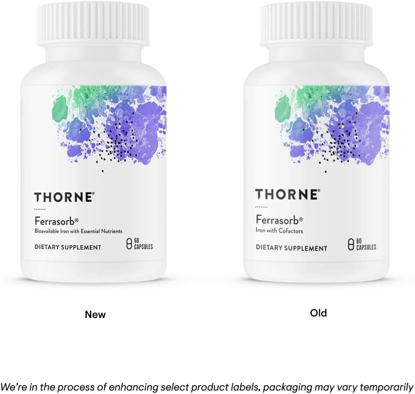 THORNE - Ferrasorb - 36 mg Iron with Essential Nutrients - Complete Blood Support Formula* - Elemental Iron, Folate, B and C Vitamins for Optimal Absorption - Gluten-Free - 60 Capsules