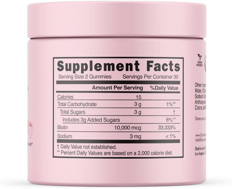 Donna's Recipe by Tabitha Brown | Vegan Strawberry Biotin Hair, Skin & Nails Gummies – 10,000 mcg Biotin, Clean, Non-GMO, Gluten-Free, 60 Gummies