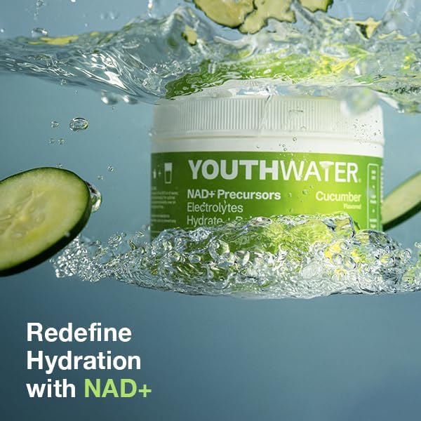 NAD+ Electrolyte Powder – Cellular Hydration & Longevity Support – Cucumber Flavor – 5 Calories, No Added Sugar, Non-GMO, Essential Vitamins & Minerals – 30 Servings
