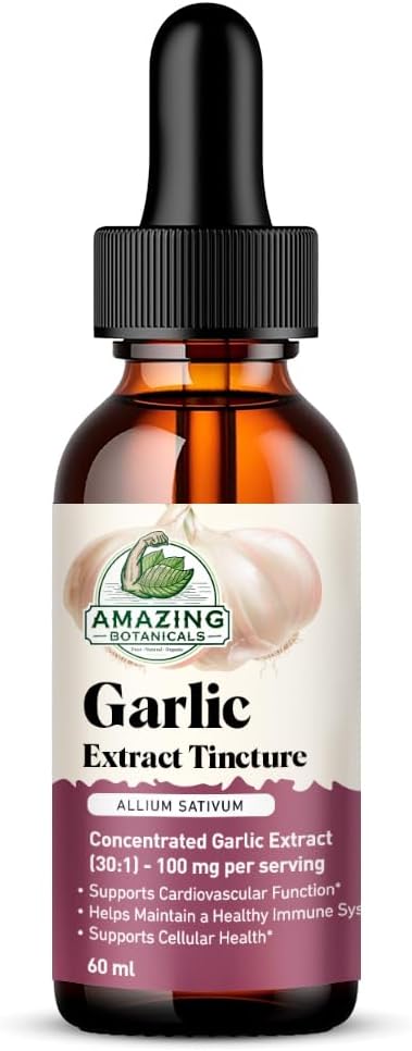 Amazing Botanicals Garlic Tincture – Allium Sativum Herbal Extract – High Potency Liquid Supplement – (2 Fl Oz (Pack of 1))