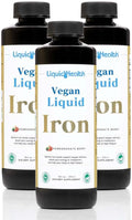 LIQUIDHEALTH Vegan Liquid Iron Supplement with SunActive & Ferrochel Fe - Natural Energy, Immune System & Metabolic Support, Increase Mental Clarity, Prenatal/Postnatal - USA Made, Non-GMO (3 Pack)