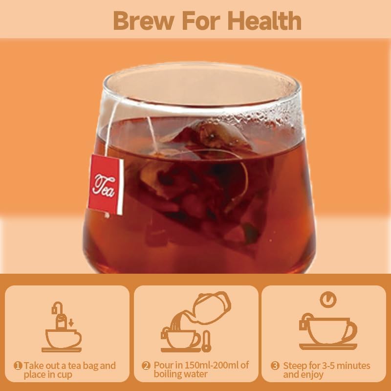 Ginseng Seven Treasure Herbal Tea, Organic Kidney Detox & Cleanse Blend for Women & Men, 7 Natural Ingredients Herbal Formula, 20 Bags, 1 Pack