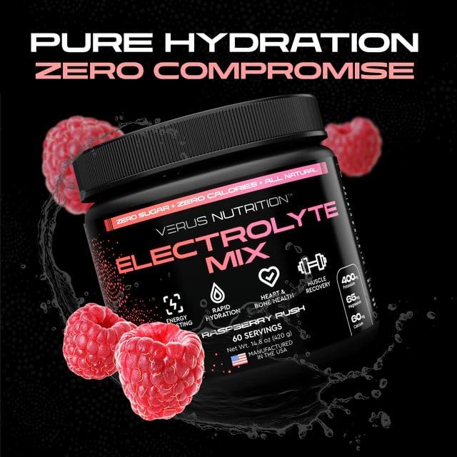 Electrolytes Powder No Sugar- Zero Calorie Hydration Powder | Sugar Free Electrolytes for Fasting, Keto & Vegan | Natural Ingredients Electrolyte Mix, 60 Servings