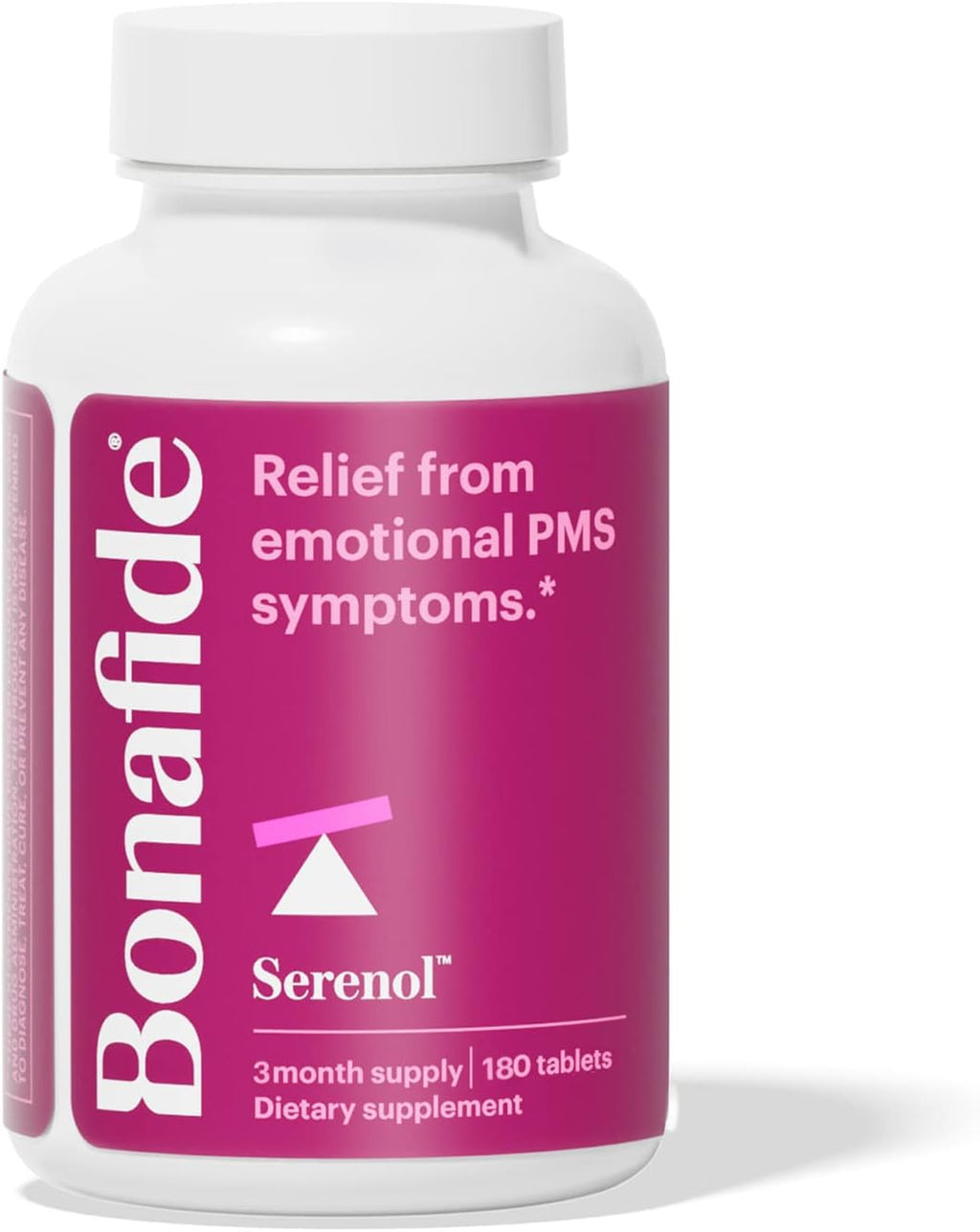 Serenol by Bonafide. Relief from Hormonal Mood Swings, Irritability, & PMS Bloating. — 3-Month Supply (180 Tablets)