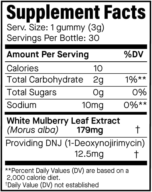 GLP-1 Support Gummies with White Mulberry Leaf Extract – Carb & Glucose Metabolism Support, 0g Sugar, Vegan, Non-GMO, Sweetened with Monk Fruit – Cherry Flavor, 30 Count