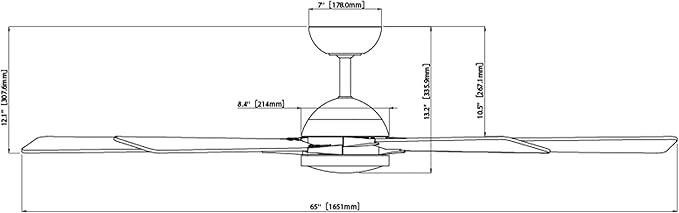 Rotary Indoor and Outdoor 5-Blade 65in Smart Home Ceiling Fan in Matte Black Brushed Nickel with 2700-3000-4000-5000K Selectable LED Light Kit and Remote Control works with iOS or Android WAC App