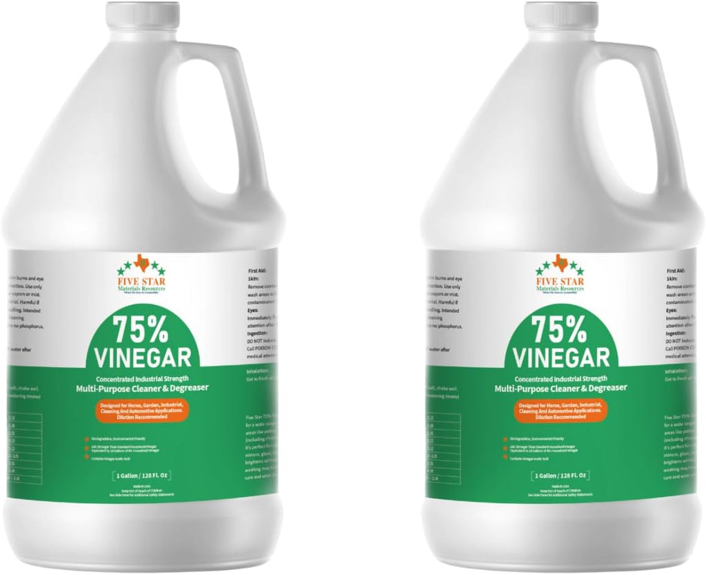 75% Vinegar Concentrated | White Vinegar for Cleaning and Garden | Horticultural, Home, and Outdoor Pure| | 2 Gallon (256 fl oz) | Max Performance 18X Power | with Instructions