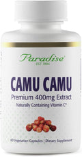Paradise Herbs, Organic Camu Camu Extract, 400 mg, Rich in Vitamin C, Pure & Potent, Gluten Free, Non-GMO, Vegan, 60 Capsules