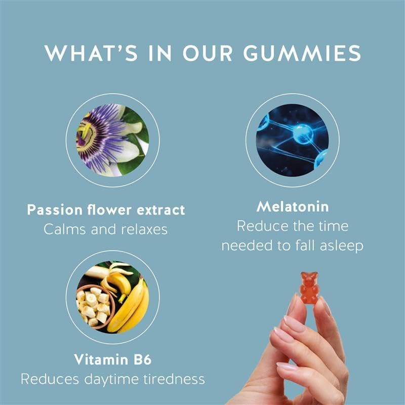 Vegan Melatonin 5mg Gummies, Sleep Gummies for Reduced time to Fall Asleep, with Vitamin B6 & Passion Fruit Extract - Super Snooze Sleep Vitamin (90 Gummies)