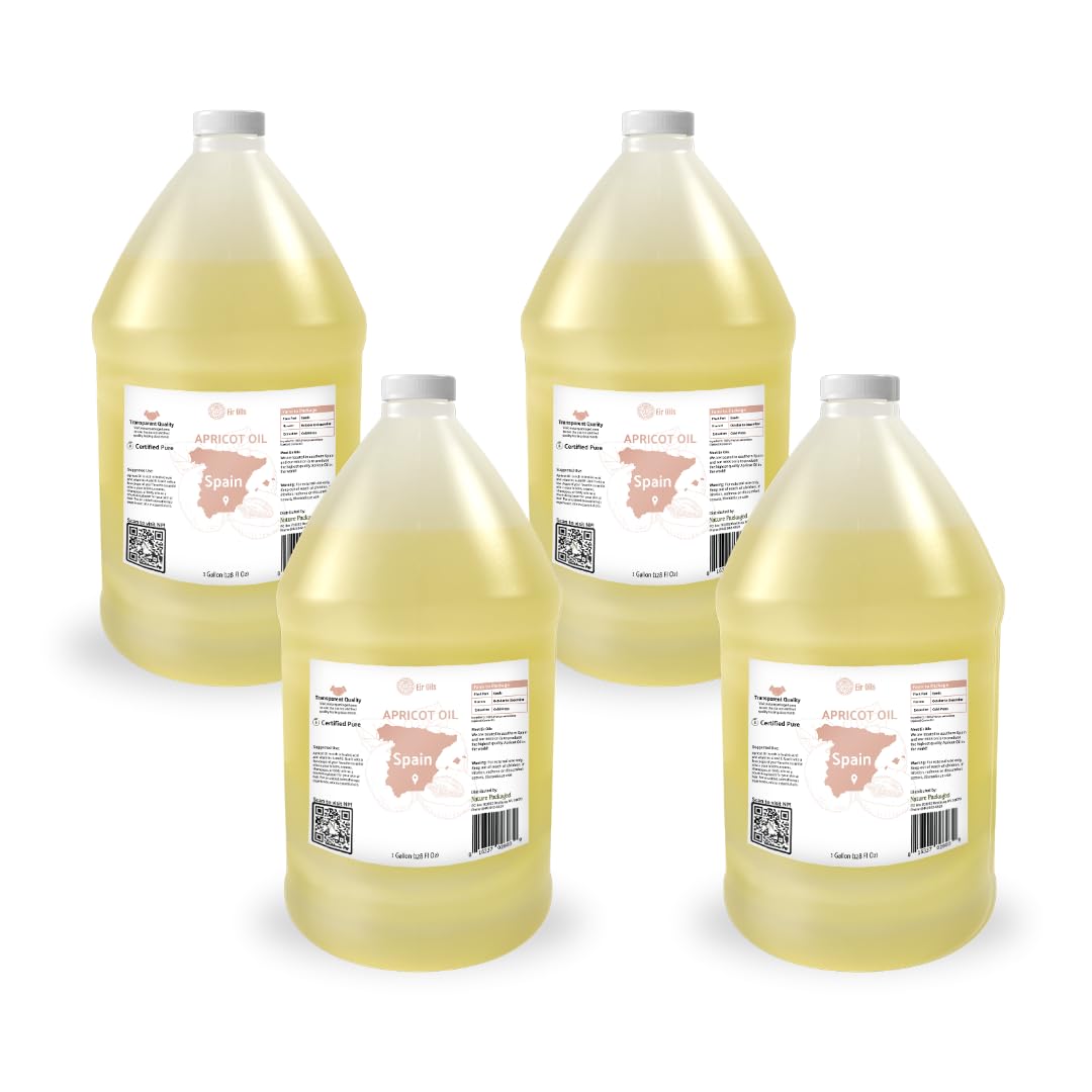 Nature Packaged Apricot Kernel Oil - Direct from Spain and Turkey - 100% Pure Carrier Oil for Hair, Face, and Skin - Cold-Pressed Carrier Oils (4 Gallons)