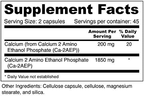 Wellness Resources Calcium AEP - Nerve Support Supplement for Cellular Protection, Longevity, Cell Membrane Health & Myelin Sheath Support - 925mg Ca-2-AEP Per Capsule (90 Capsules)
