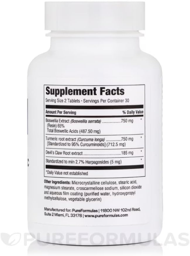 PureFormulas Boswellia Turmeric Supplements for Joint Health & Immune Support Boswellia Extract Turmeric Supplement 60 Tablets, 2-Pack