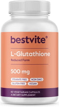 BESTVITE L-Glutathione 500mg (60 Vegetarian Capsules) - No Stearates - Vegan - Non GMO - Gluten Free