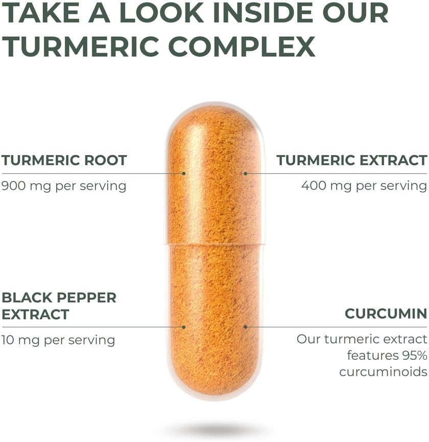 Primal Harvest 1 Pack, Primal Turmeric Complex w/Black Pepper Extract, Joint and Mobility Support Supplement for Women & Men, 60 Capsules