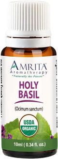 Organic Holy Basil (Tulsi) Essential Oil; 100% Pure and Undiluted Ocimum Sanctum; Premium Quality Aromatherapy Oil; Tested and Verified, Size: 10 mL (0.34 Fl. Oz.)