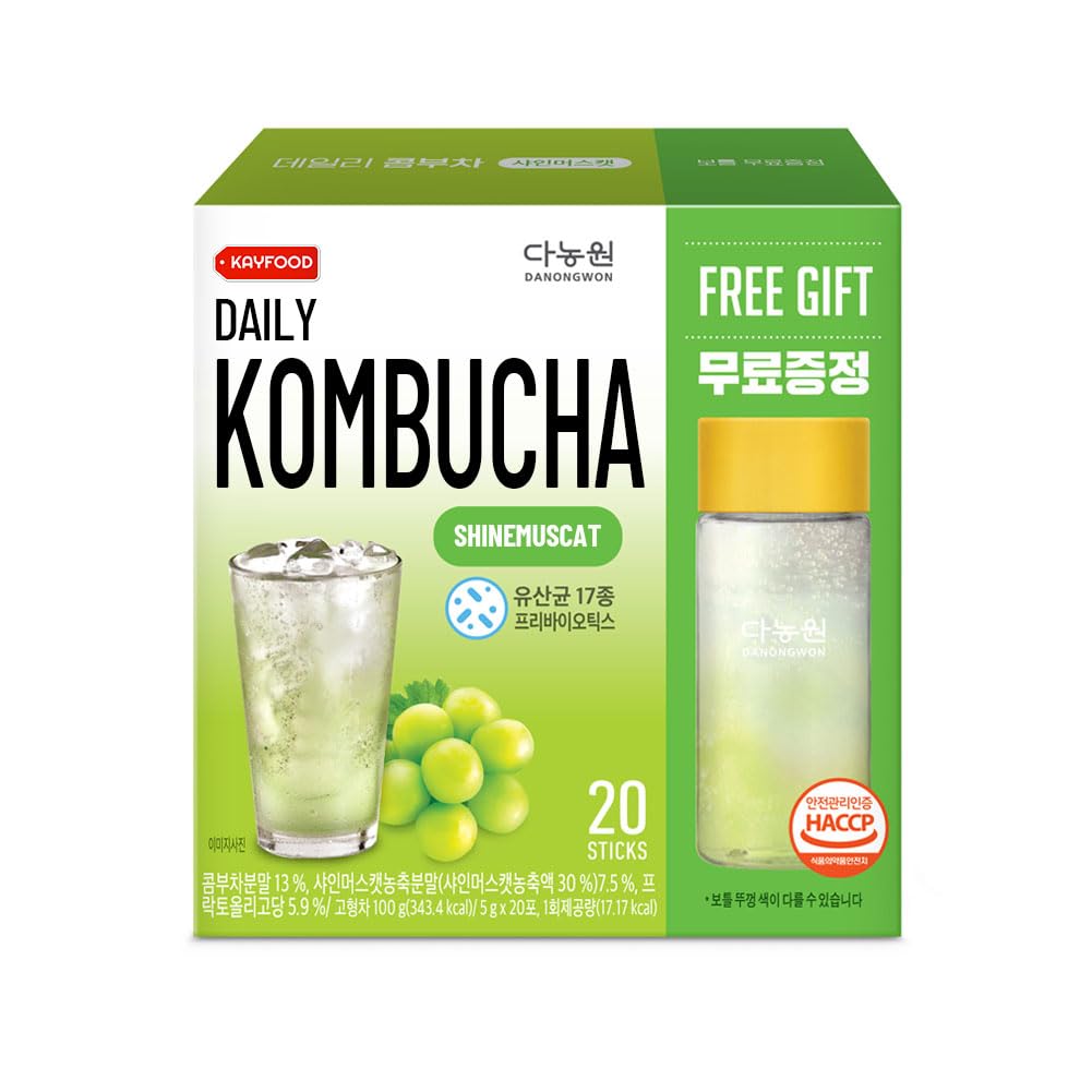 KAYFOOD Garden Daily Shinemuscat Kombucha Tea Powdered Mix, Probiotics & Prebiotics, Zero Sugar, Diet, Healthy Fermented Drinks Korea (20ST)