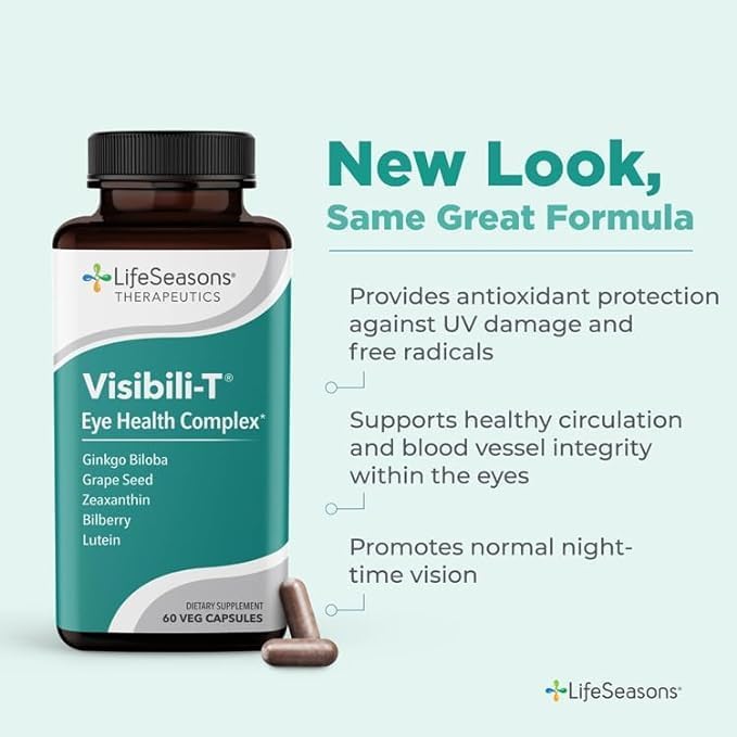 Visibili-T - Vitamin Supplement for Eye Health & Vision Support - Carrot Root, Chromium, Bilberry, Ginkgo Biloba, Grape Seed Extract, Lycopene, Vitamin A, Lutein & Zeaxanthin - 60 Capsules (Pack of 2)