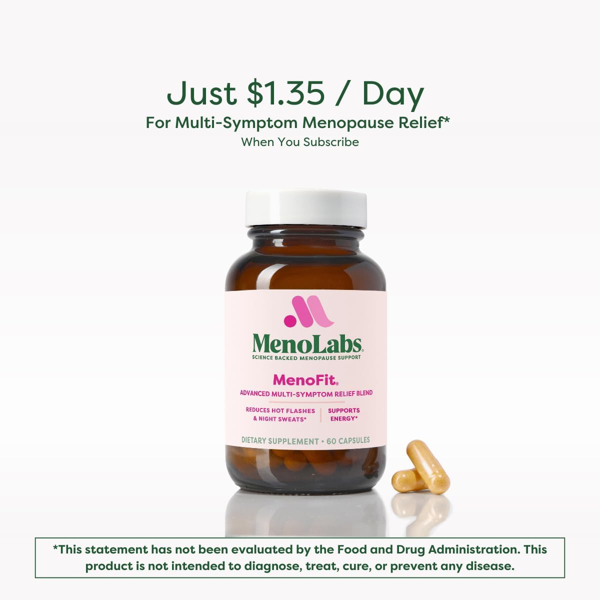 MENOLABS MenoFit, Menopause Supplements for Women - 60 Capsules - Advanced Women’s Probiotic with Vitamins and Red Clover for Gut Health, Hot Flashes and Hormone Balance for Women