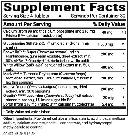 Advanced Bionutritionals Advanced Joint Support Supplement, Relieve Joint Discomfort, Calcium, Glucosamine, 5-Loxin, Manufactured in The USA, 120 Tablets