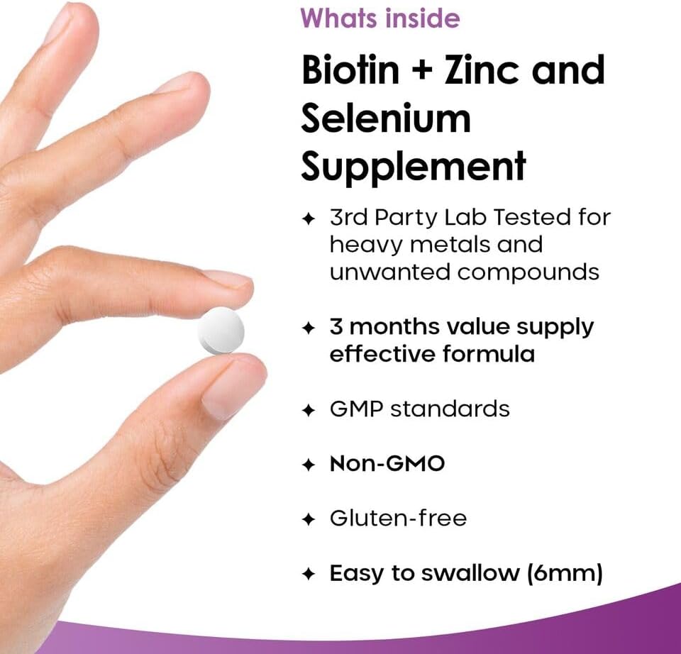 Biotin Hair Growth Vitamins 12000mcg High Strength with Coconut Oil - Promotes Healthy Hair Skin & Nails - Biotin Vitamins for Women& Men Vegan, Gluten Free Supplements - Made in The UK by New Leaf