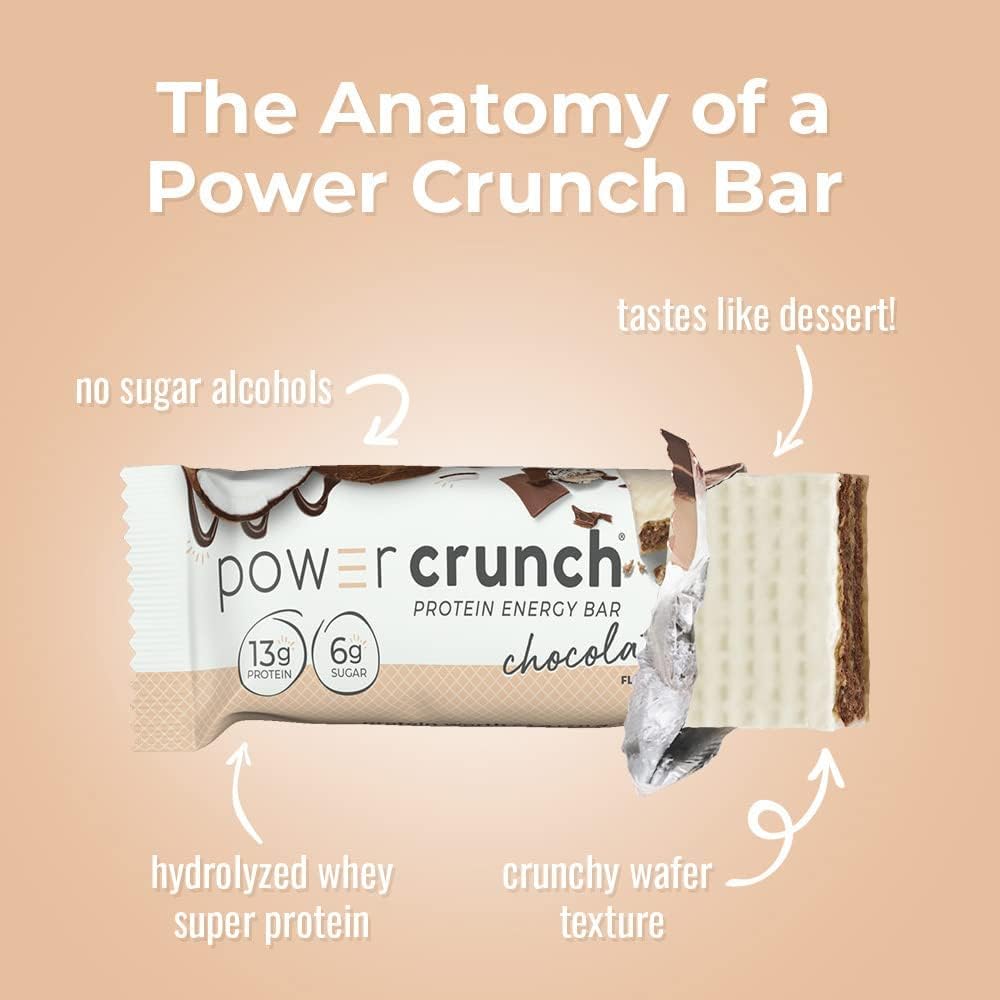 Power Crunch Protein Wafer Bars, High Protein Snacks with Delicious Taste, Chocolate Coconut, 1.4 Ounce (12 Count)
