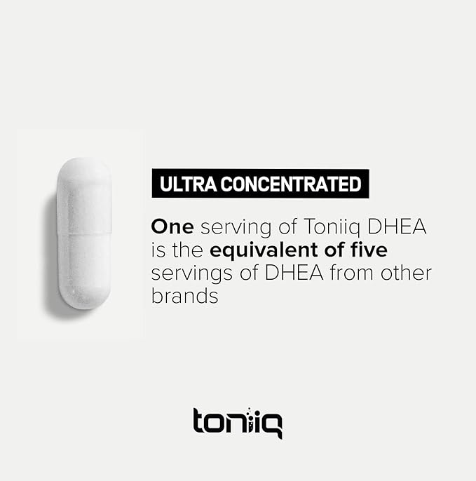 Toniiq Ultra High Strength DHEA 25mg Supplement for Men - 99%+ Highly Purified and Bioavailable Micronized DHEA Supplement for Women and Men - DHEA 25 mg - 180 Capsules