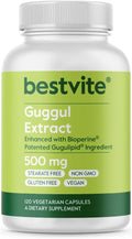 Guggul Extract 500mg (120 Vegetarian Capsules) - Backed by Clinical Research, Patented and Standardized, Enhanced by Bioperine - No Fillers - No Stearates - Vegan - Non GMO - Gluten Free
