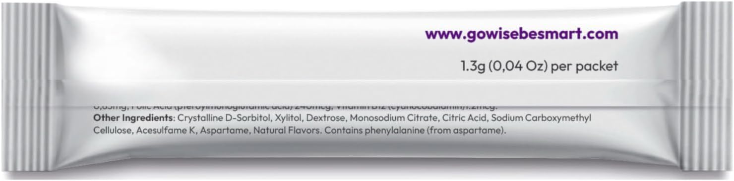 Go Wise Iron Powder - 14 Stick Packs with Vitamin C, B6, B12 and Folic Acid for Direct Consumption, No Water Needed - Gentle Iron Supplement for Women and Adults
