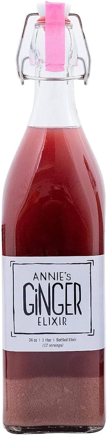 Annie's Ginger Elixir, 34oz 2-Pack, Pure Natural Organic Tonic Ginger Shot, Digestive Cleanse Boosts Immune Defense, Daily Gut Health and Wellness, Non-GMO Beverage