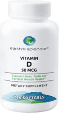 Earth's Splendor Vitamin D, 250 Softgels, 50mcg of Vitamin D, 4 Month Supply