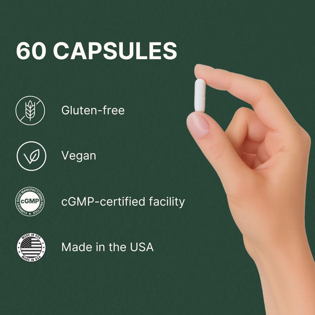 L-Ergothioneine Supplement, 30mg(EGT)/Serving, 6X Ergothioneine Mushroom Extract Supplements Longevity, Immune Support, Heart Health & Brain Supplement, Lab Tested, Made in USA, 60 Servings