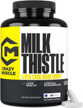 Crazy Muscle Milk Thistle Matrix, Standardized Milk Thistle Supplement for Liver Function, Health & Detox, Cleansing Formula for Metabolism, Supports Healthy Diet, 60 Servings, Pills