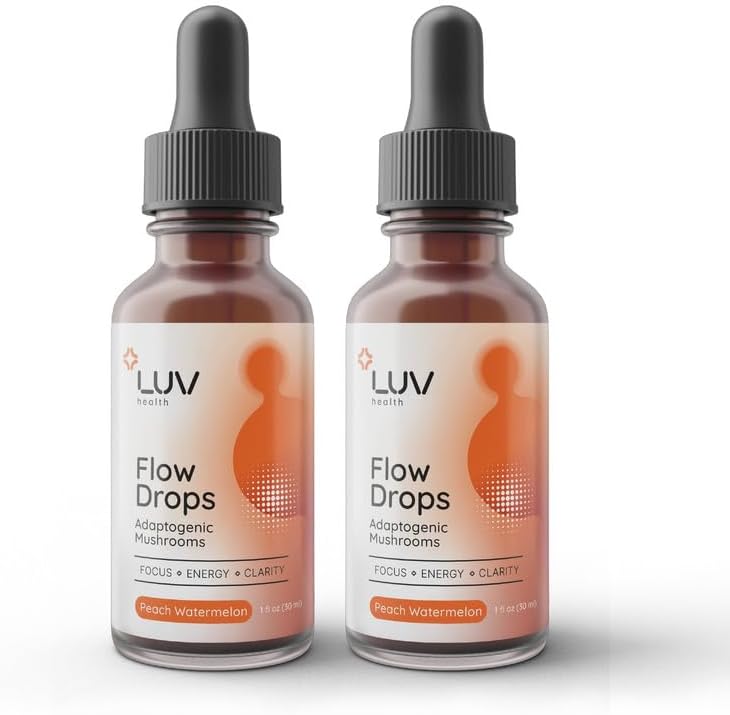 Flow Drops® – Energy Supplement for Focus, Mental Clarity & Immune Support - Adaptogenic Mushrooms with Lion’s Mane, Cordyceps, Reishi, Chaga & Turkey Tail – Vegan, Made in USA 60 Servings