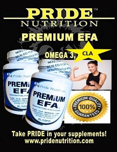 Pride Nutrition Premium EFA Omega 3-6-9 Supplement for Men and Women 5 in 1 - EPA, DHA, GLA, ALA & CLA Essential Fatty Acids with Fish Oil - Softgel Pills