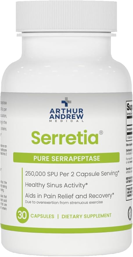 Arthur Andrew Medical, Serretia, Serrapeptase Formula for Muscle and Sinus Support, 30 Capsules